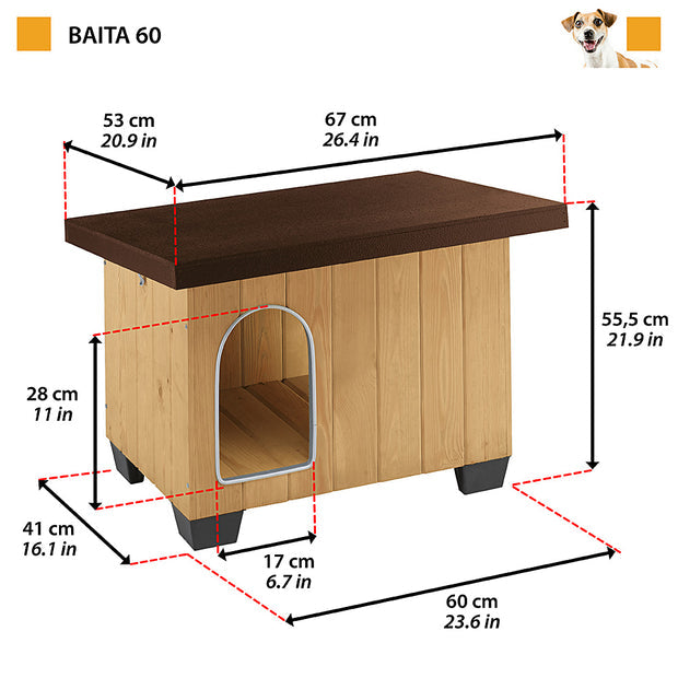 BAITA 60 Cuccia in legno di pino nordico certificato FSC™ per cani
