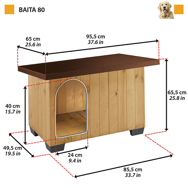 BAITA 80 Cuccia in legno di pino nordico certificato FSC™ per cani